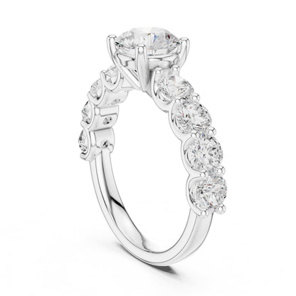 Round Accented Lab Grown Diamond Engagement Ring
