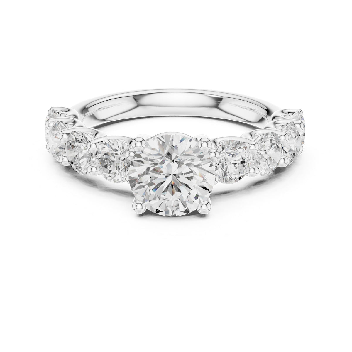Round Accented Lab Grown Diamond Engagement Ring