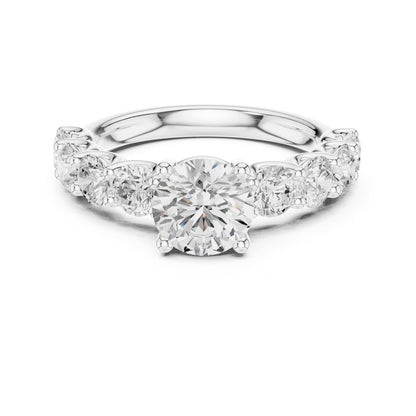 Round Accented Lab Grown Diamond Engagement Ring