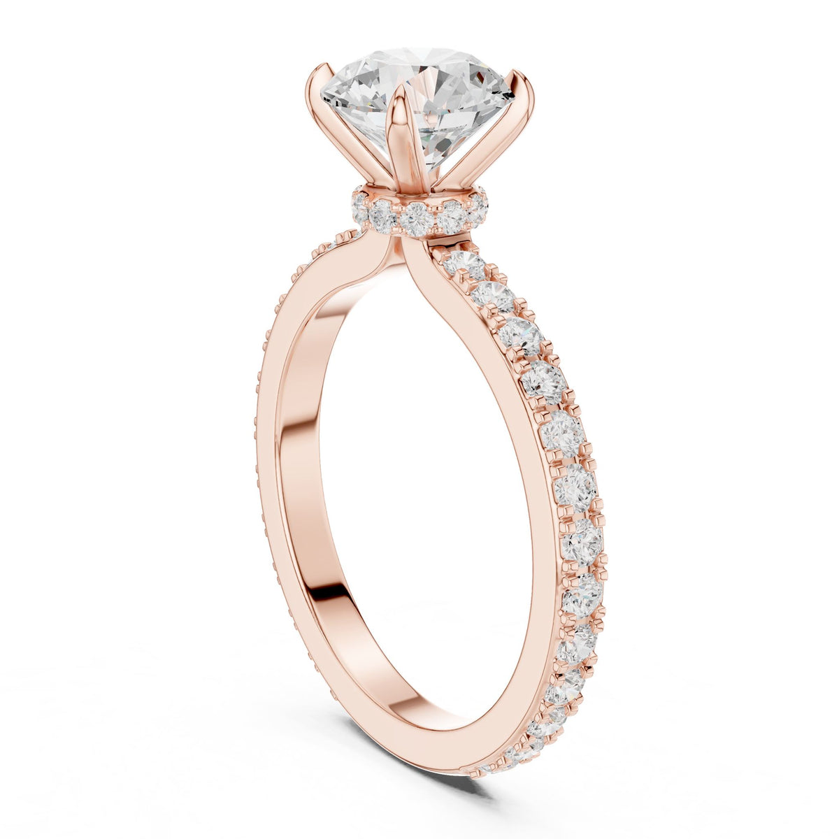 Round Accented Lab Grown Diamond Engagement Ring