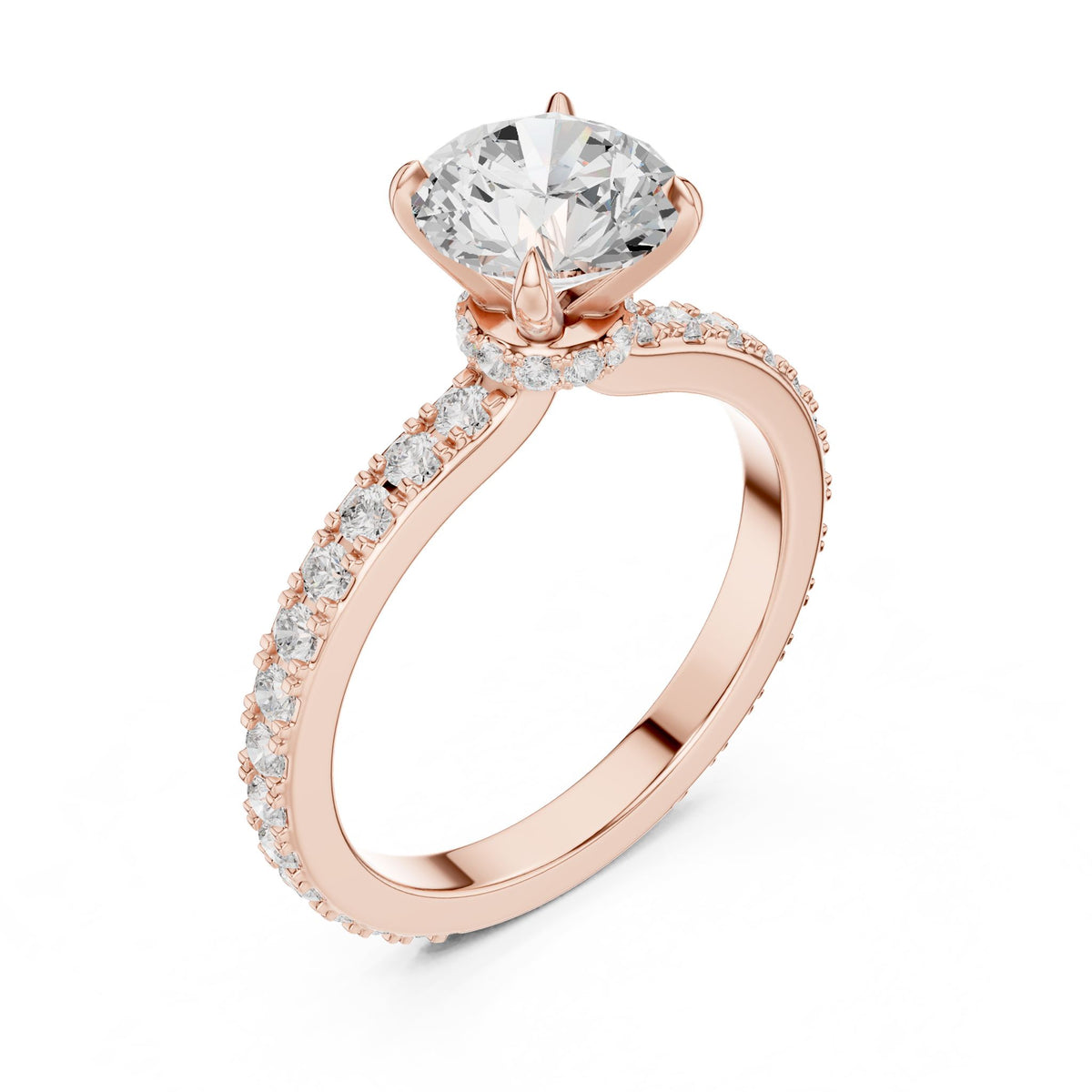 Round Accented Lab Grown Diamond Engagement Ring