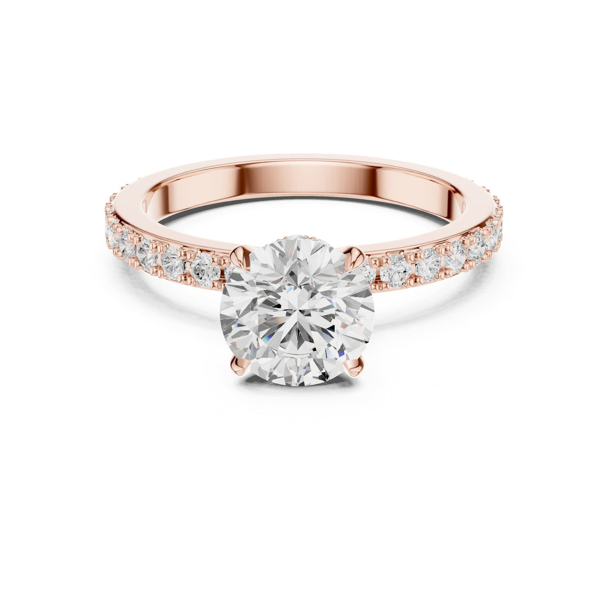 Round Accented Lab Grown Diamond Engagement Ring