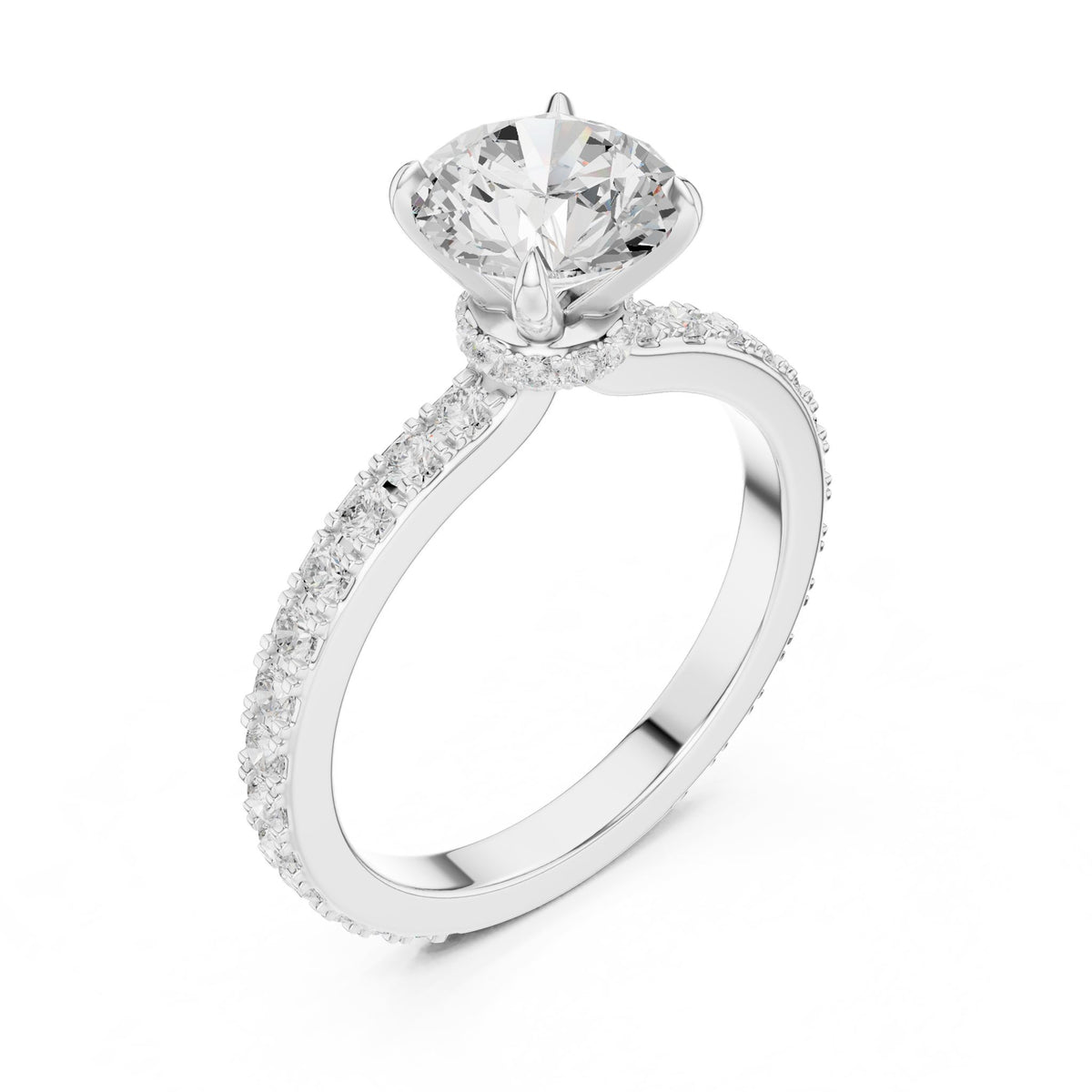 Round Accented Lab Grown Diamond Engagement Ring