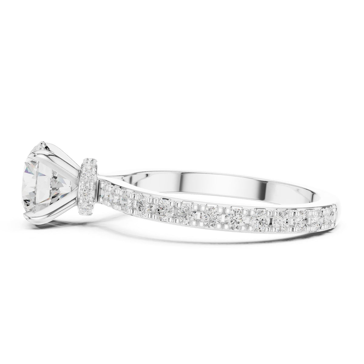 Round Accented Lab Grown Diamond Engagement Ring