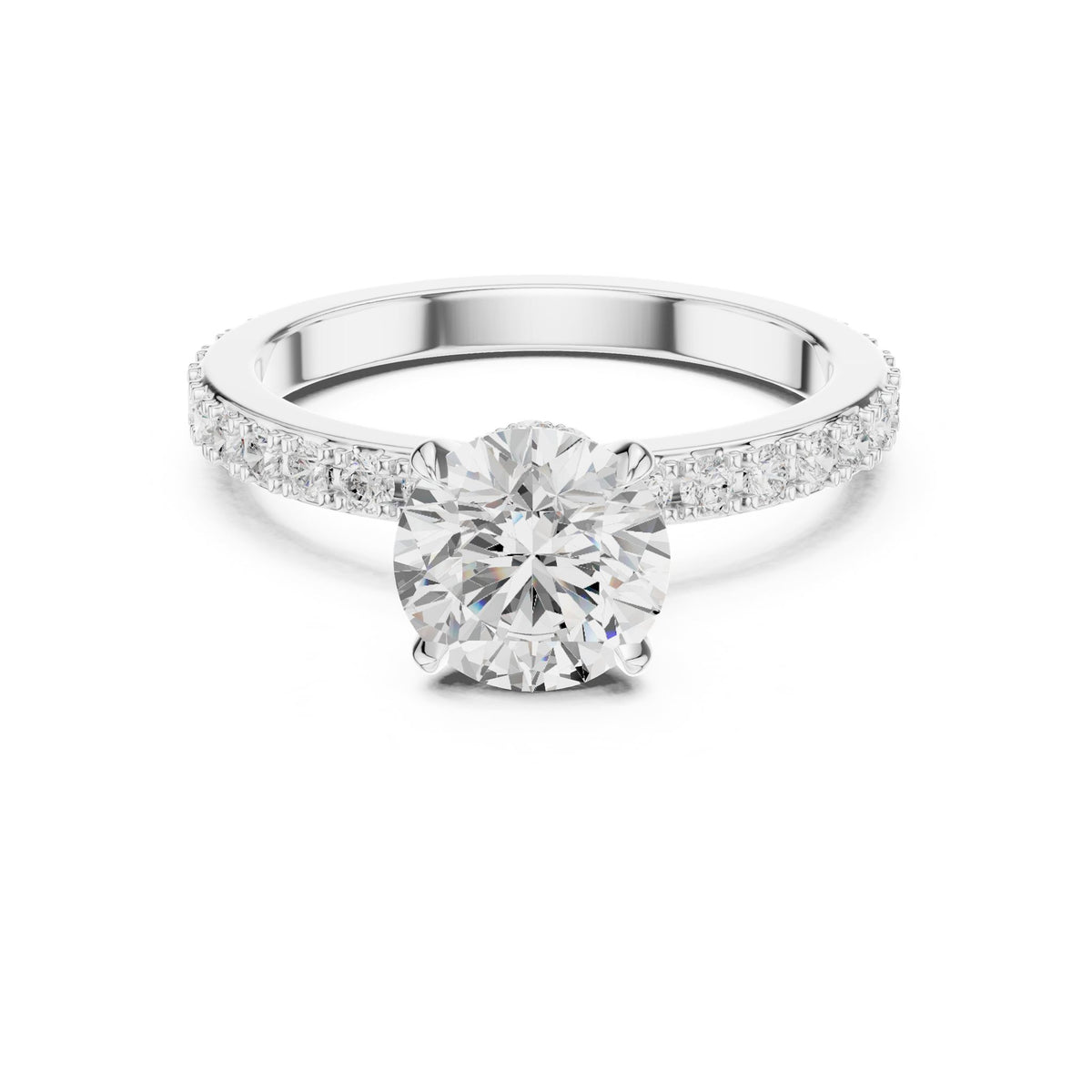 Round Accented Lab Grown Diamond Engagement Ring
