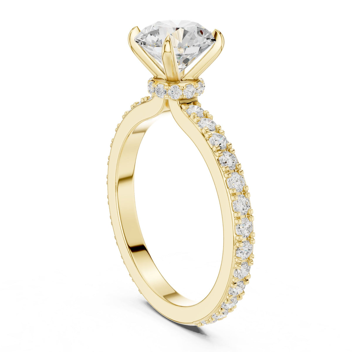 Round Accented Lab Grown Diamond Engagement Ring