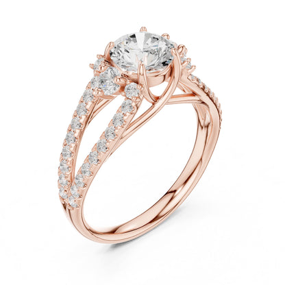 Round Accented Lab Grown Diamond Engagement Ring