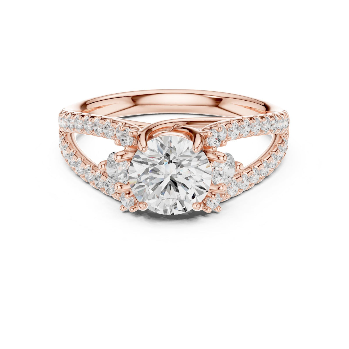 Round Accented Lab Grown Diamond Engagement Ring