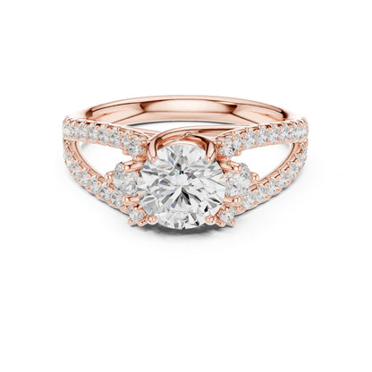 Round Accented Lab Grown Diamond Engagement Ring
