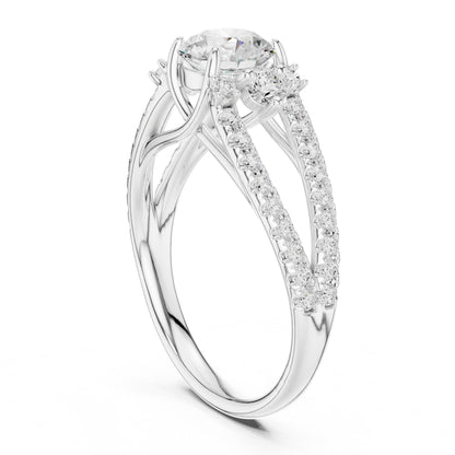 Round Accented Lab Grown Diamond Engagement Ring