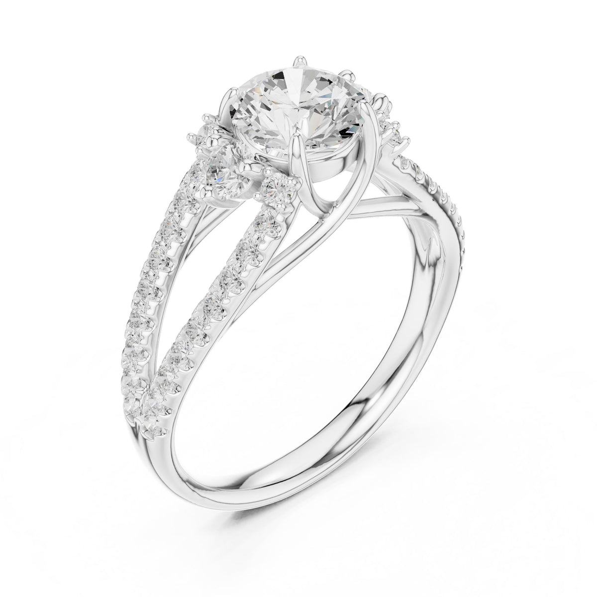 Round Accented Lab Grown Diamond Engagement Ring