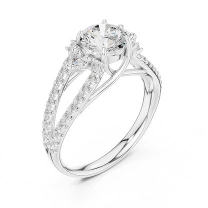 Round Accented Lab Grown Diamond Engagement Ring