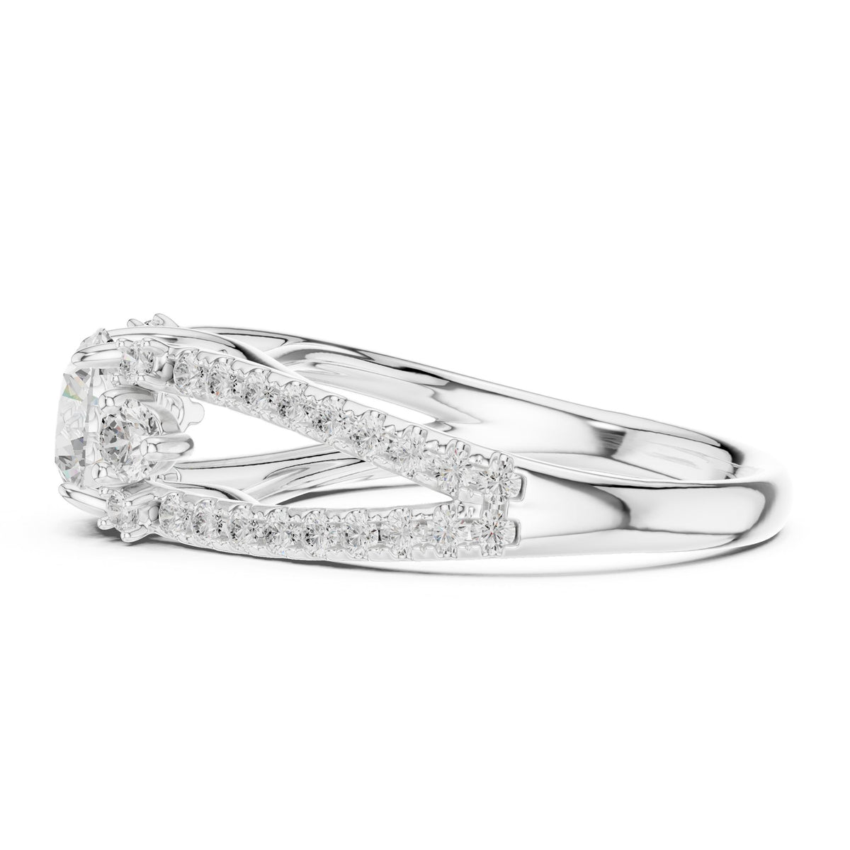 Round Accented Lab Grown Diamond Engagement Ring