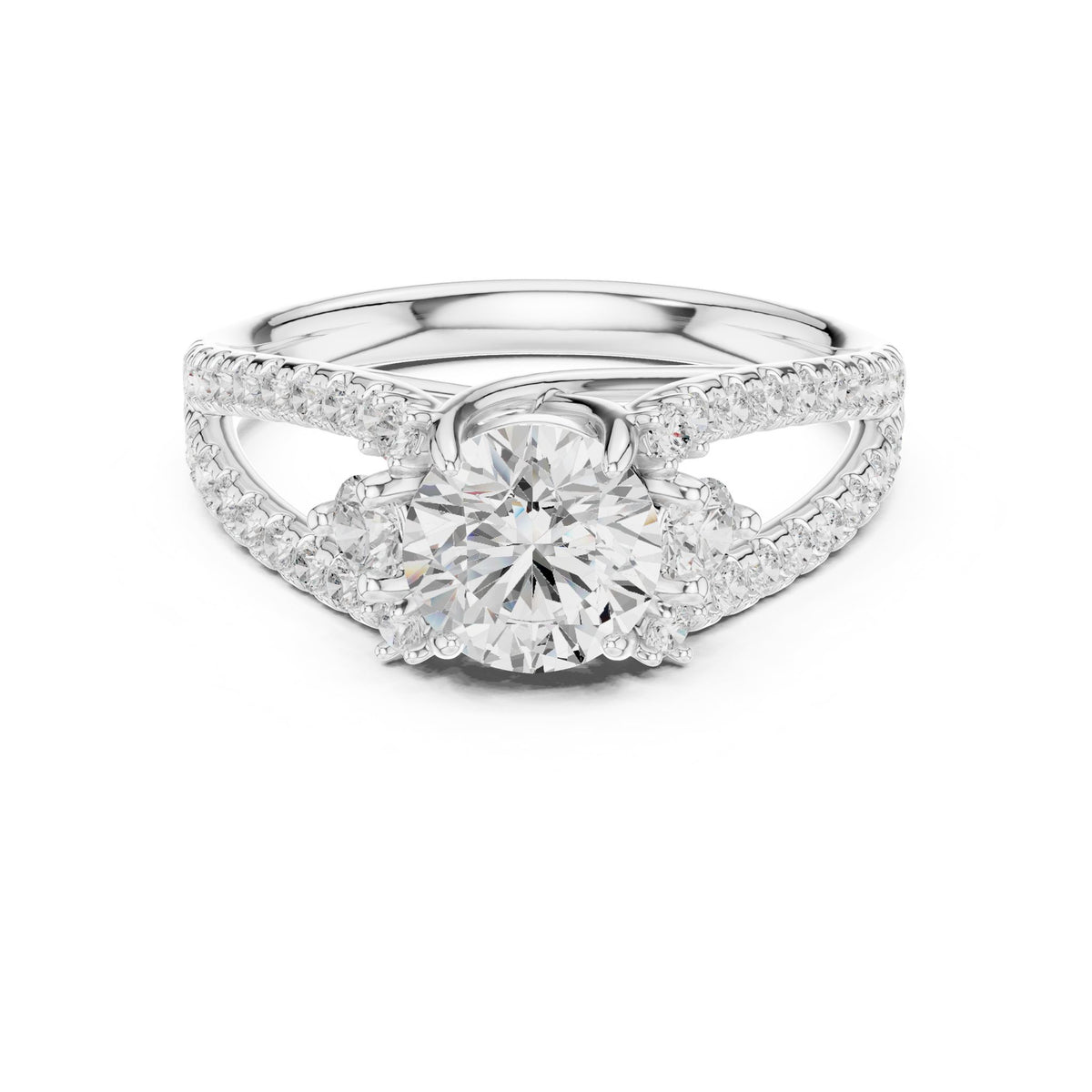 Round Accented Lab Grown Diamond Engagement Ring