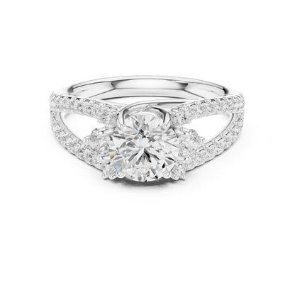Round Accented Lab Grown Diamond Engagement Ring