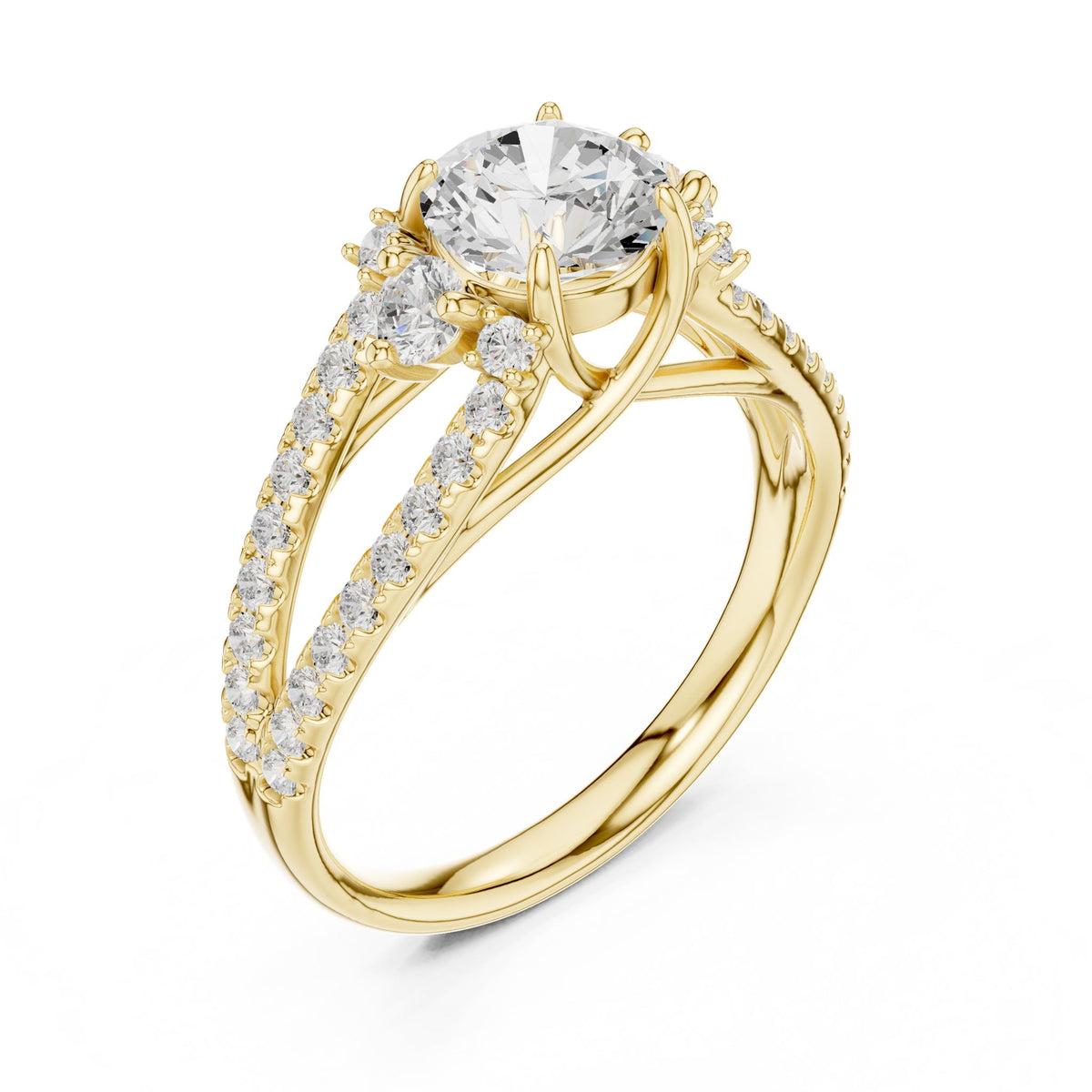Round Accented Lab Grown Diamond Engagement Ring