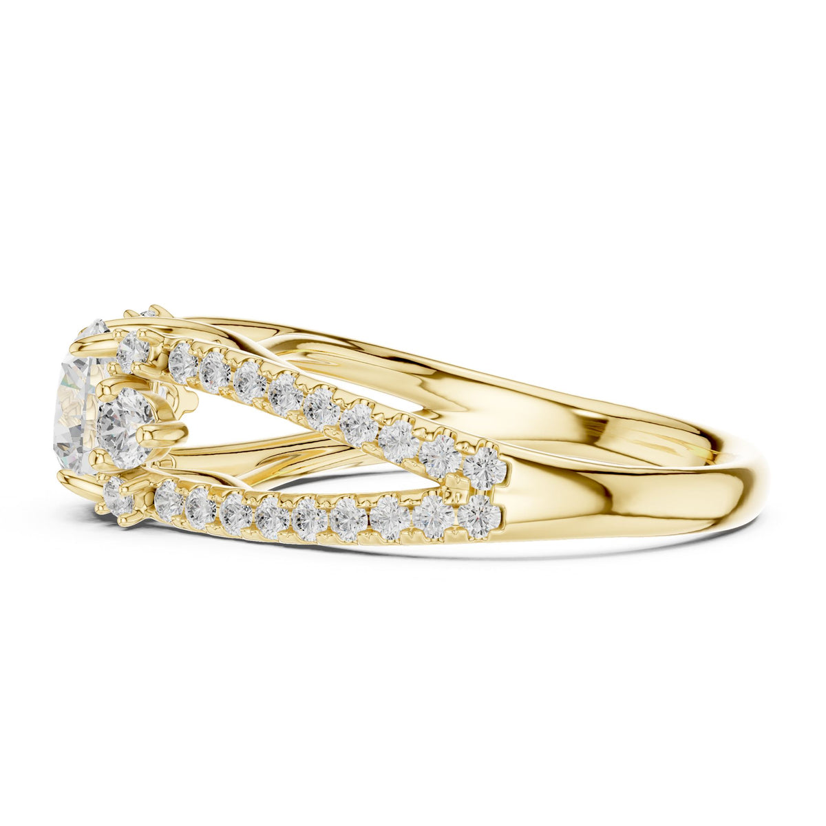 Round Accented Lab Grown Diamond Engagement Ring