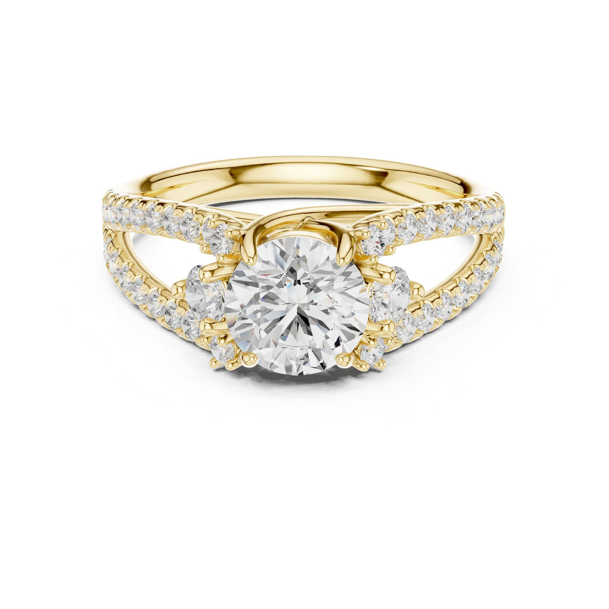 Round Accented Lab Grown Diamond Engagement Ring