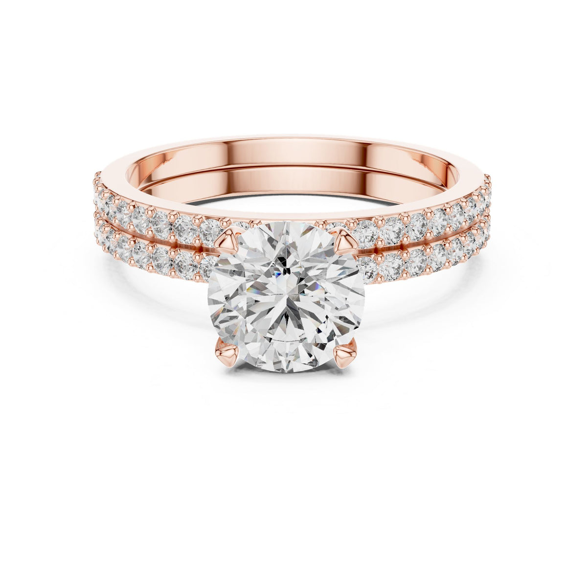 Round Accented Lab Grown Diamond Engagement Ring