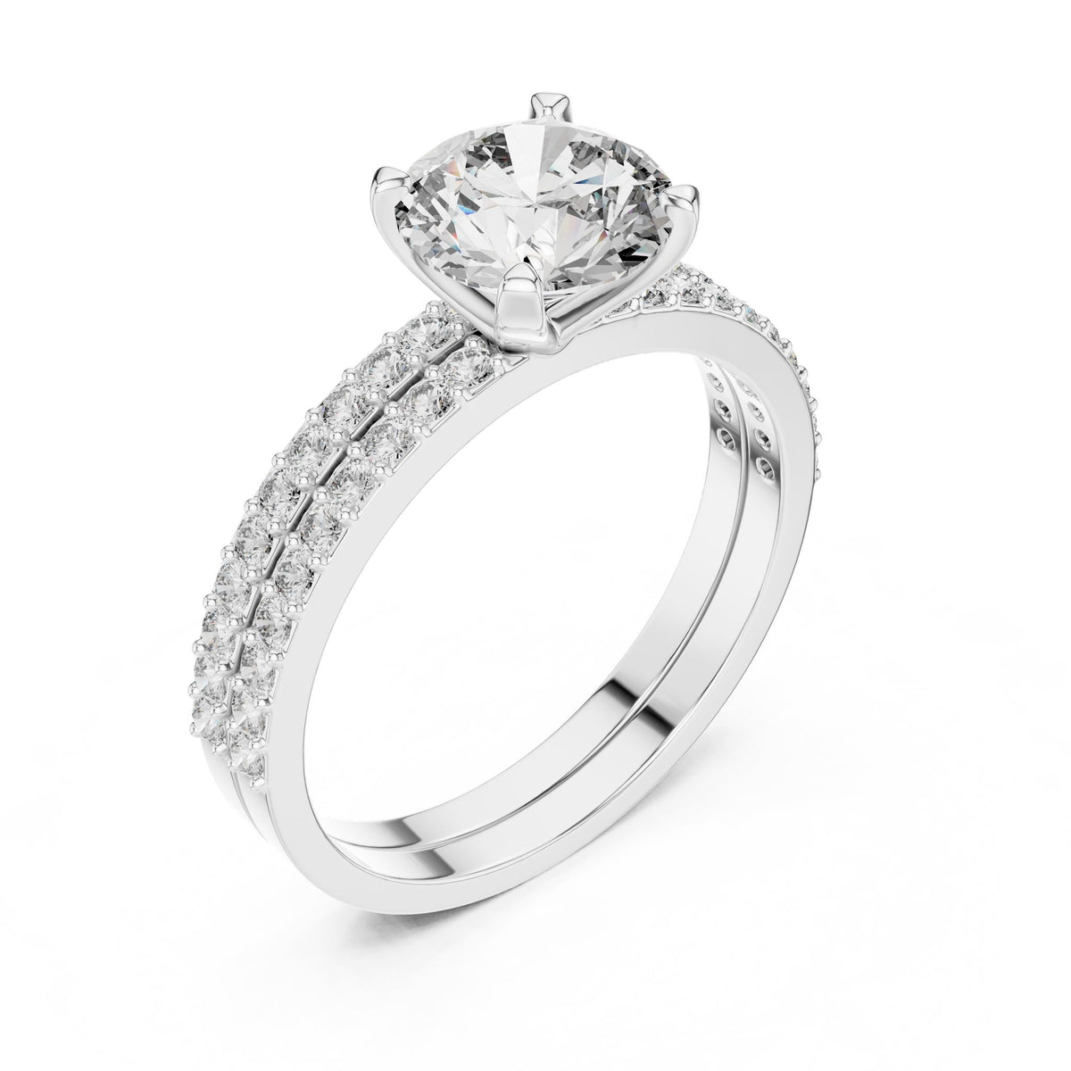 Round Accented Lab Grown Diamond Engagement Ring