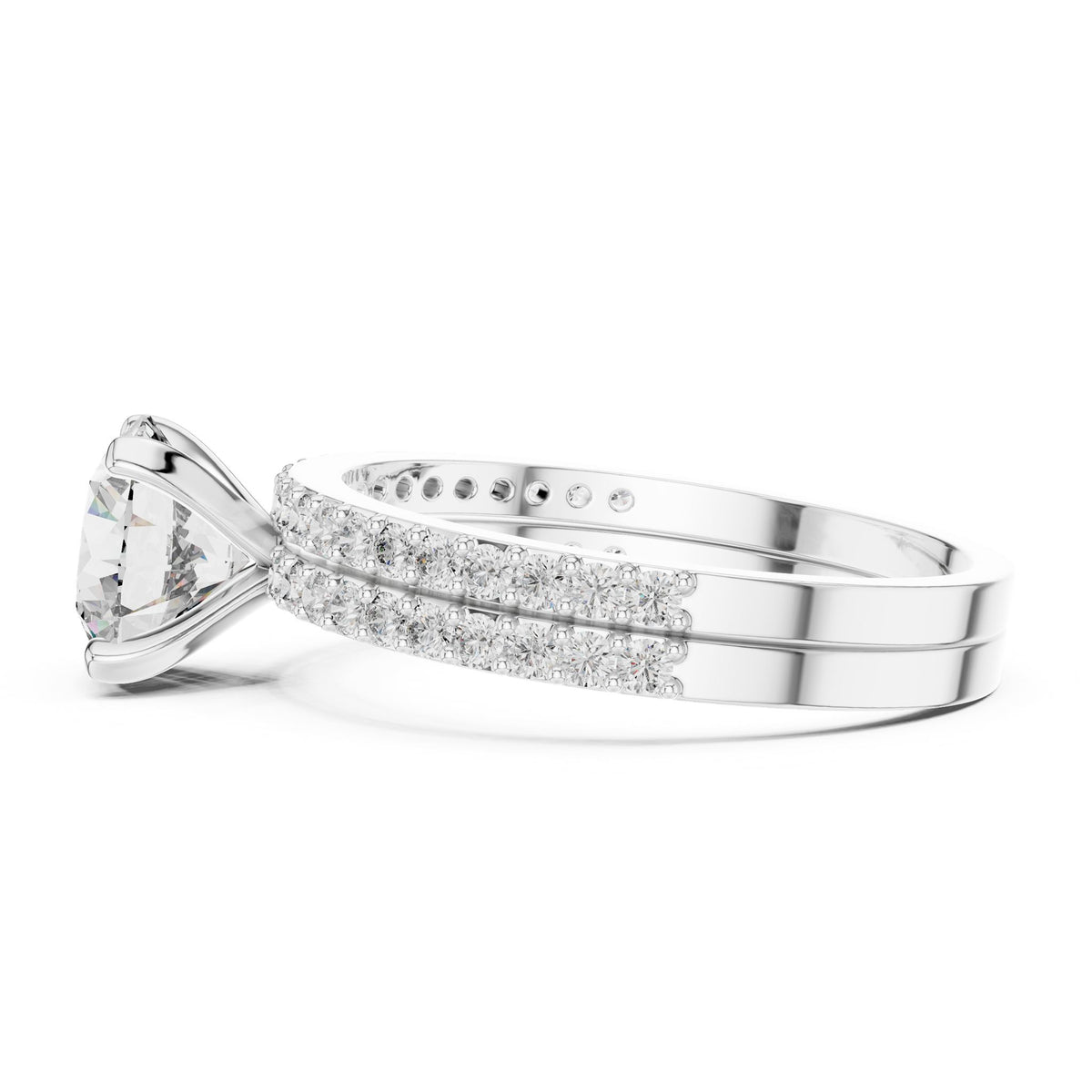 Round Accented Lab Grown Diamond Engagement Ring