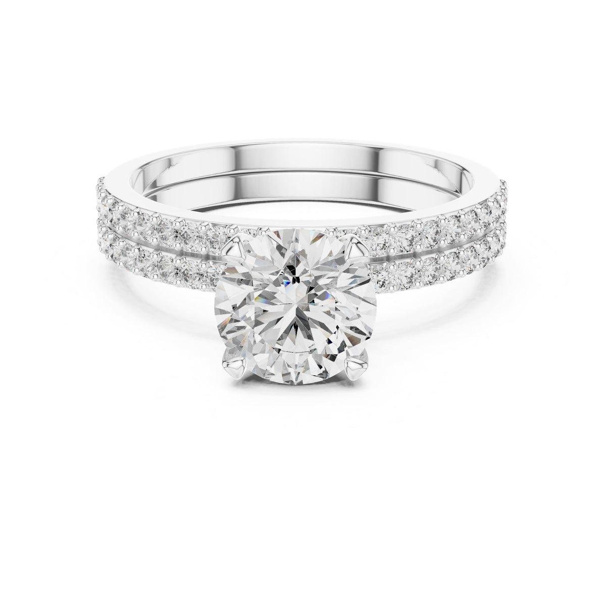 Round Accented Lab Grown Diamond Engagement Ring