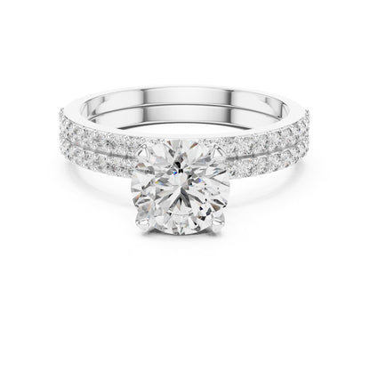 Round Accented Lab Grown Diamond Engagement Ring