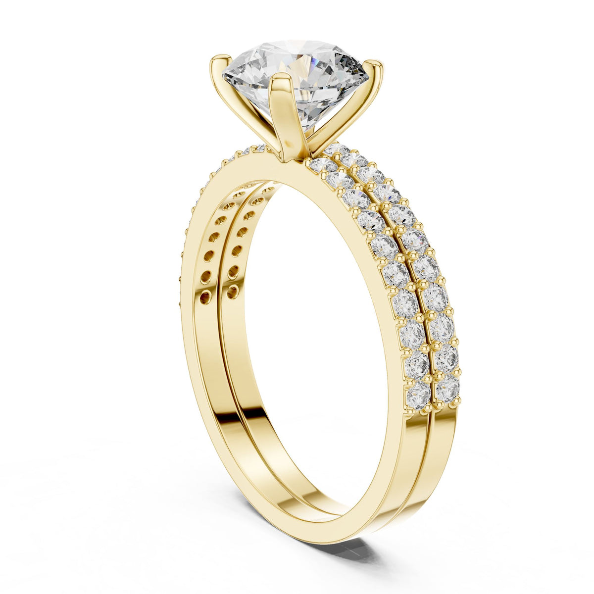 Round Accented Lab Grown Diamond Engagement Ring