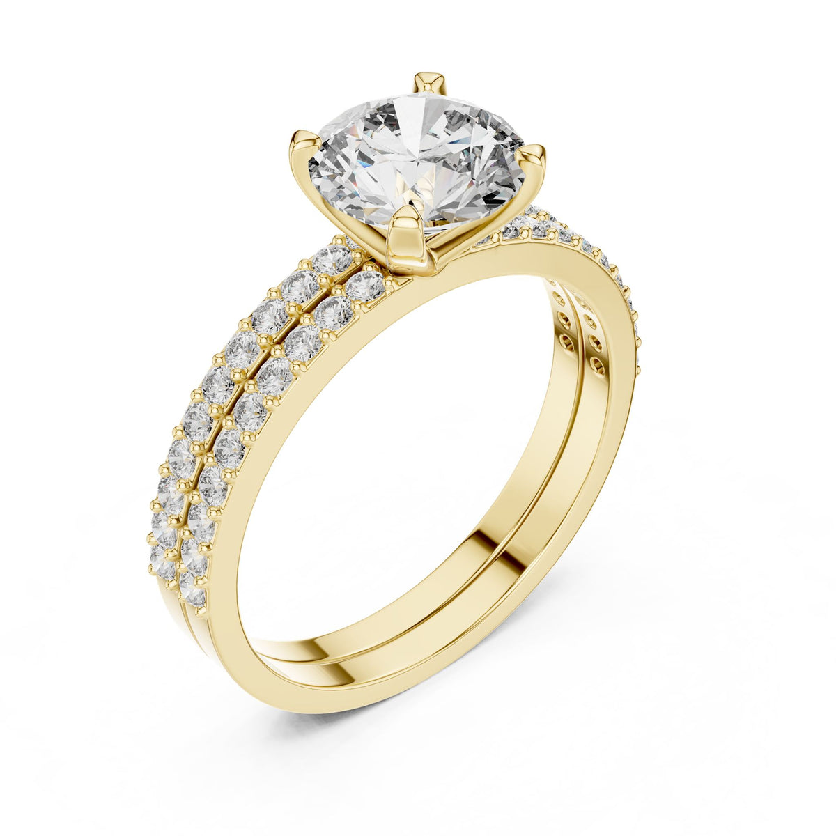 Round Accented Lab Grown Diamond Engagement Ring