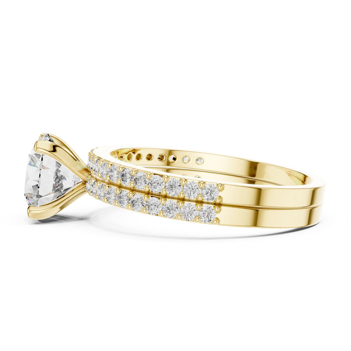Round Accented Lab Grown Diamond Engagement Ring