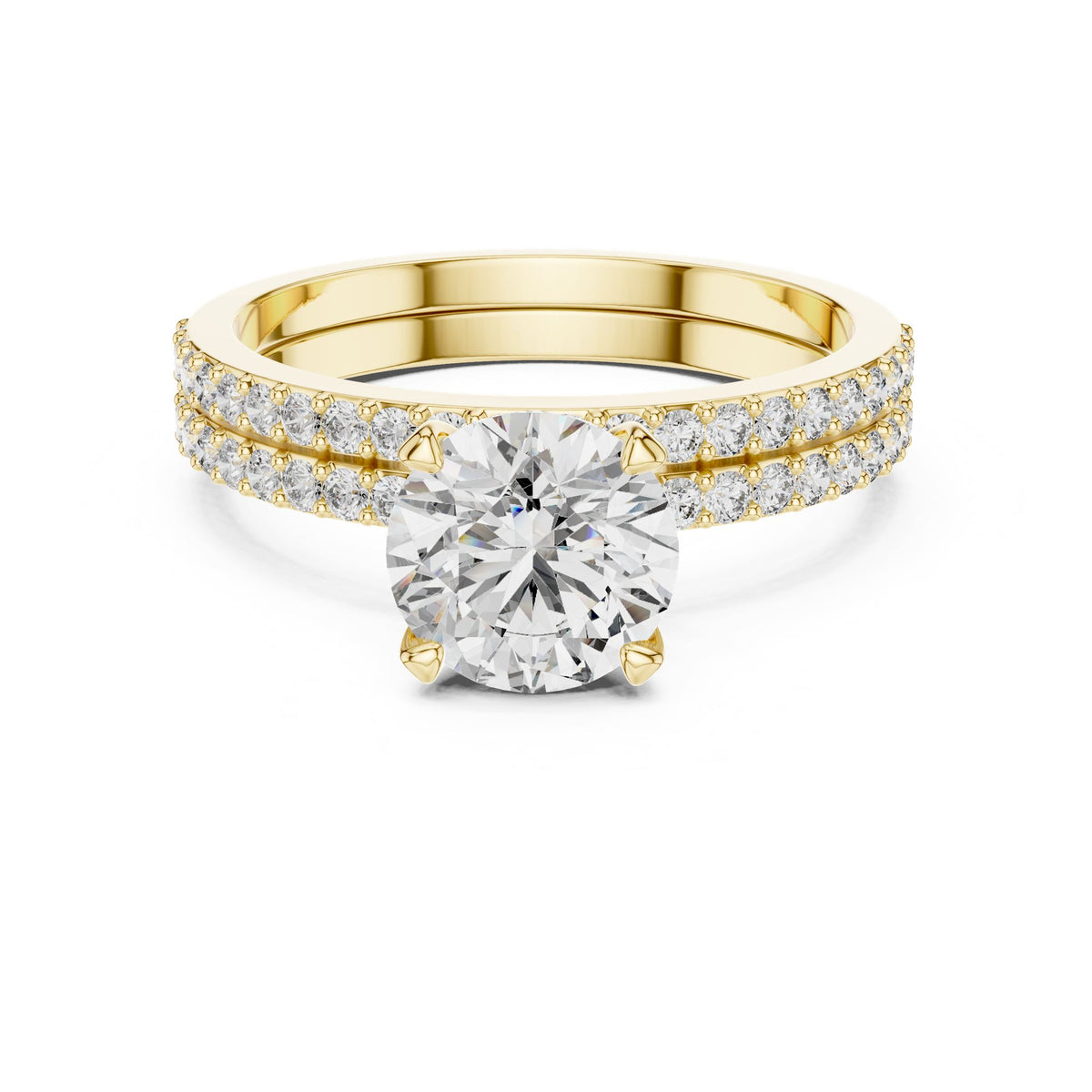 Round Accented Lab Grown Diamond Engagement Ring