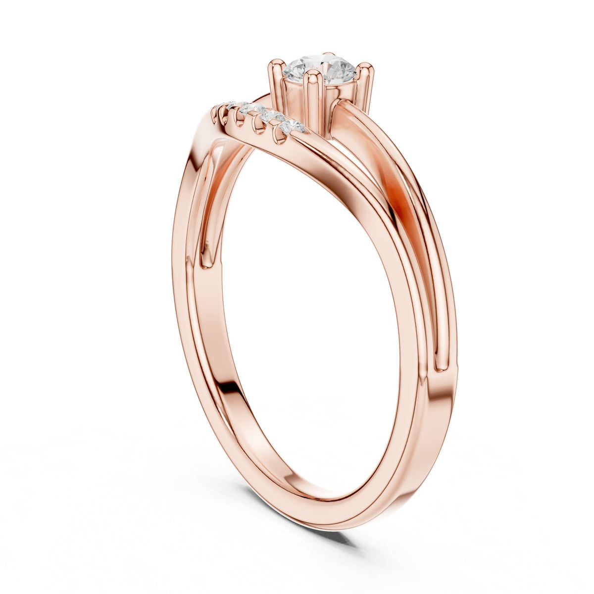 Round Accented Lab Grown Diamond Engagement Ring