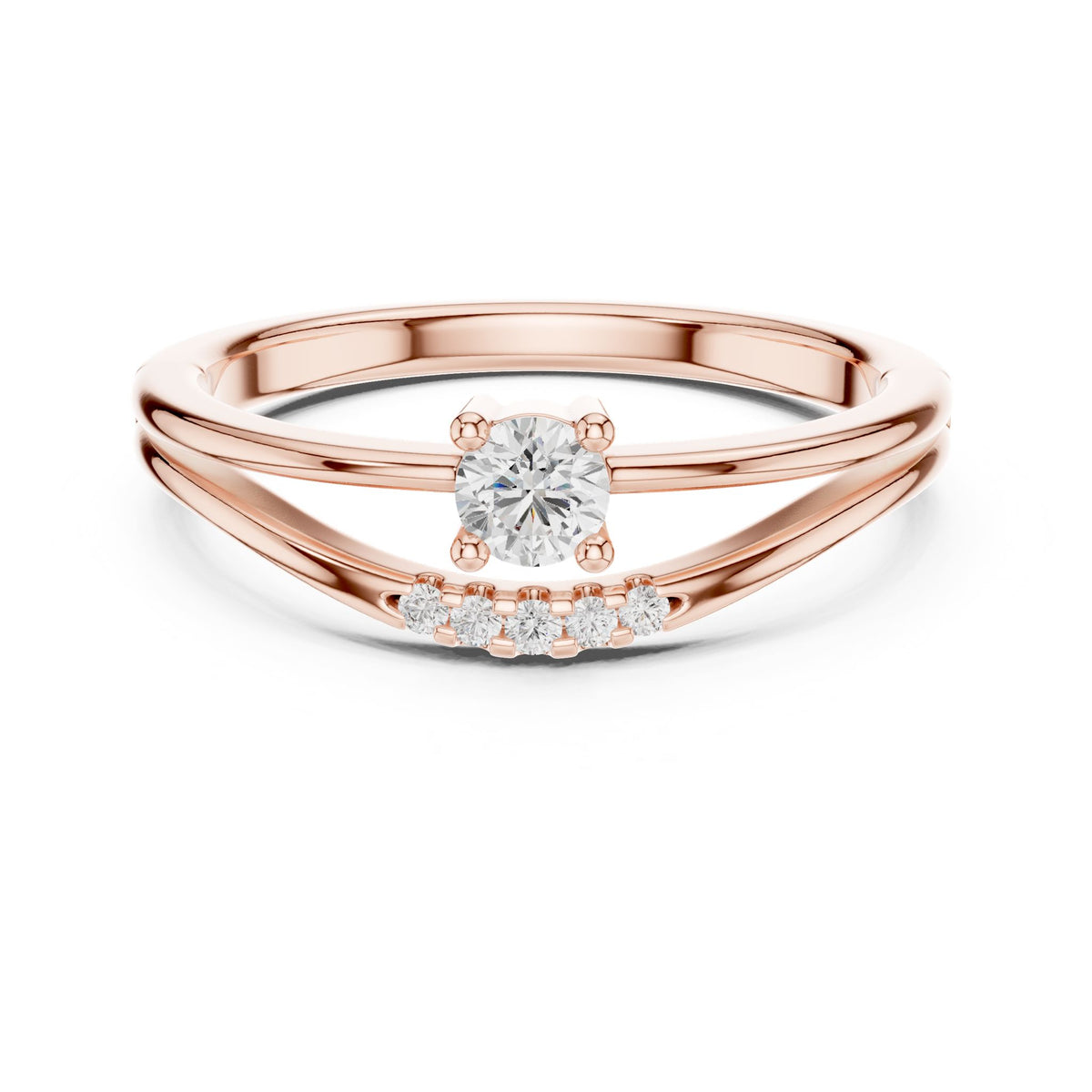 Round Accented Lab Grown Diamond Engagement Ring