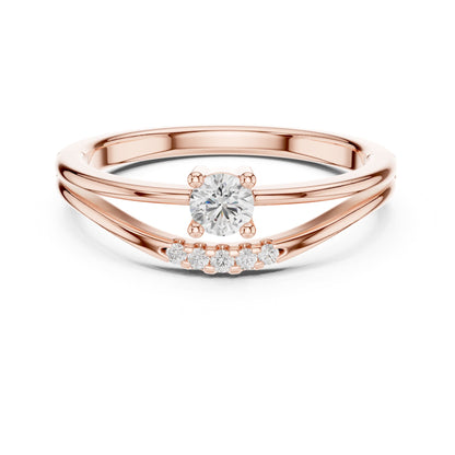 Round Accented Lab Grown Diamond Engagement Ring