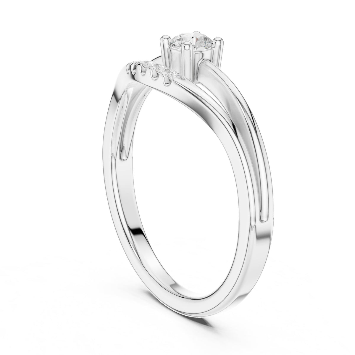 Round Accented Lab Grown Diamond Engagement Ring
