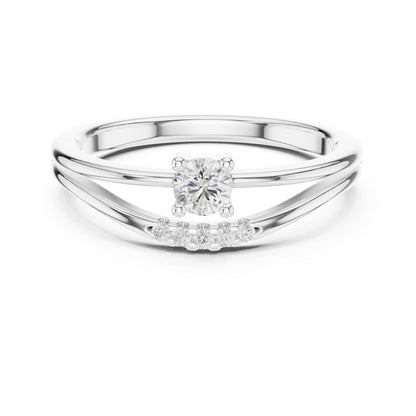 Round Accented Lab Grown Diamond Engagement Ring