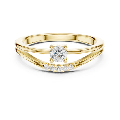 Round Accented Lab Grown Diamond Engagement Ring