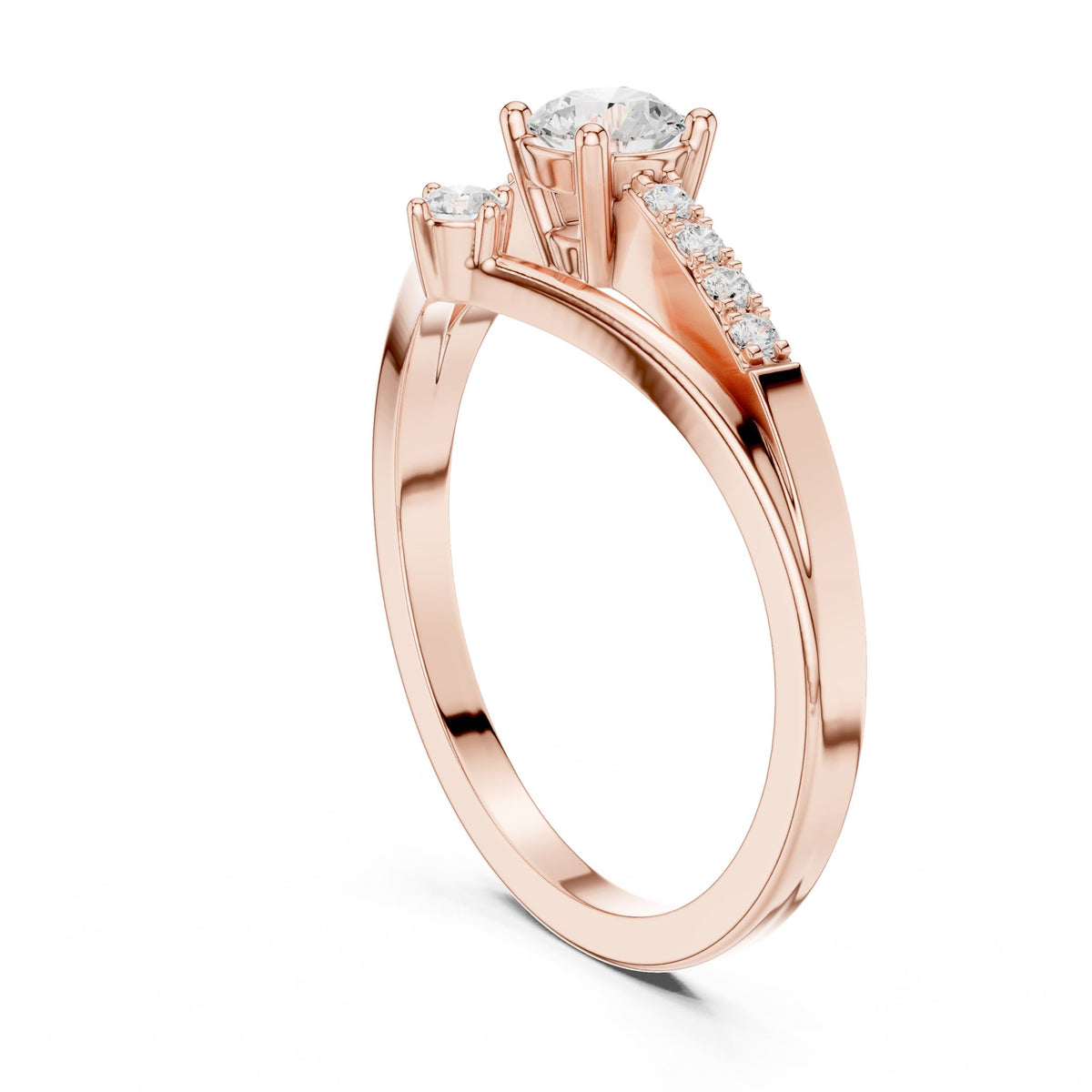 Round Accented Lab Grown Diamond Engagement Ring