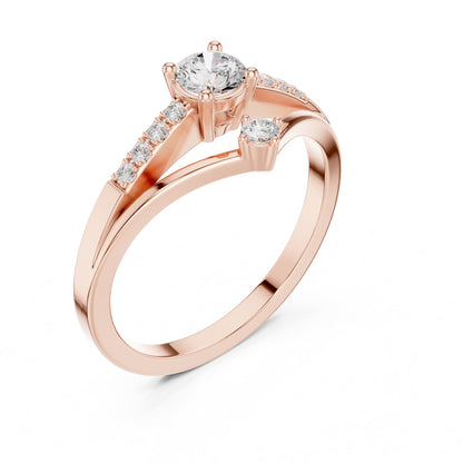 Round Accented Lab Grown Diamond Engagement Ring