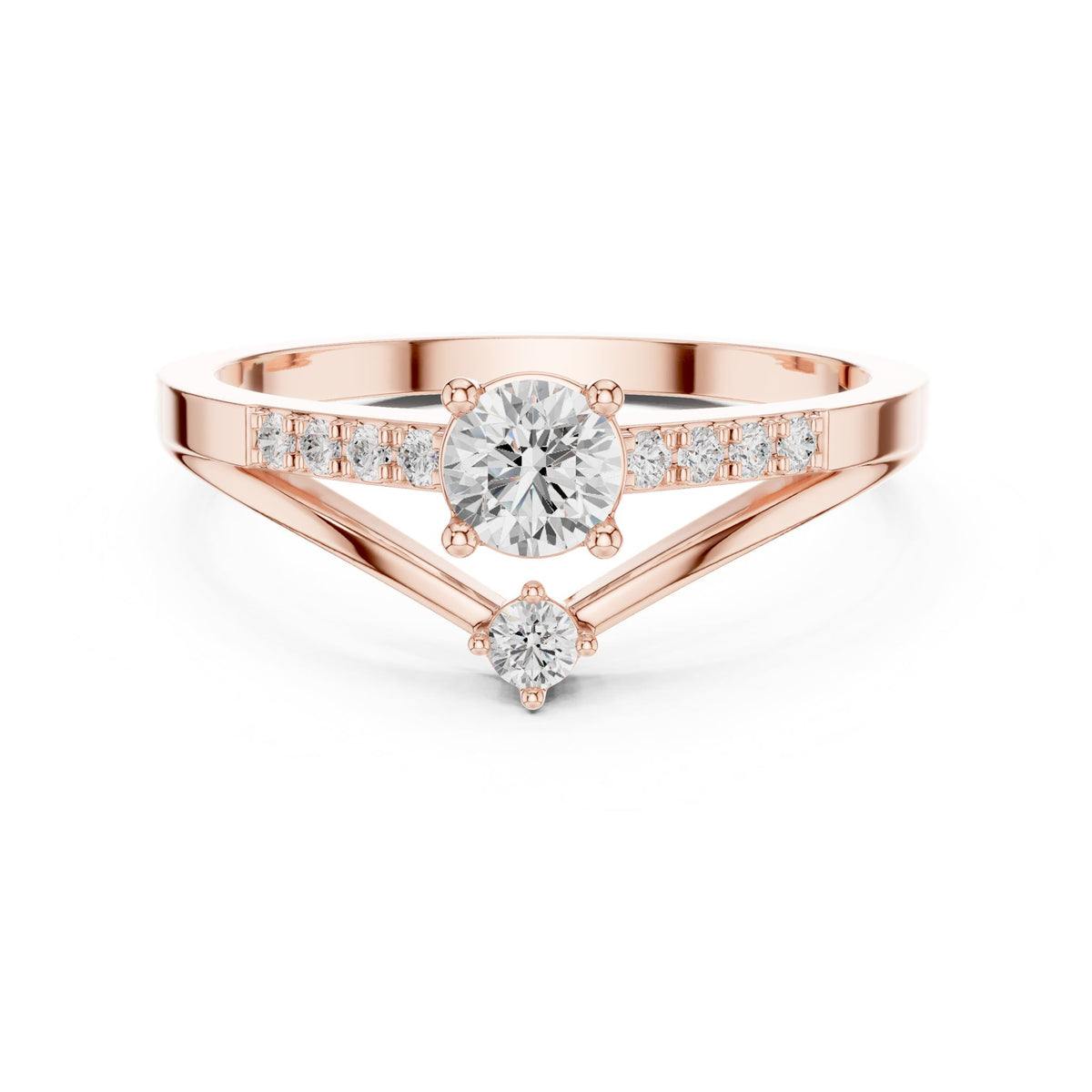 Round Accented Lab Grown Diamond Engagement Ring