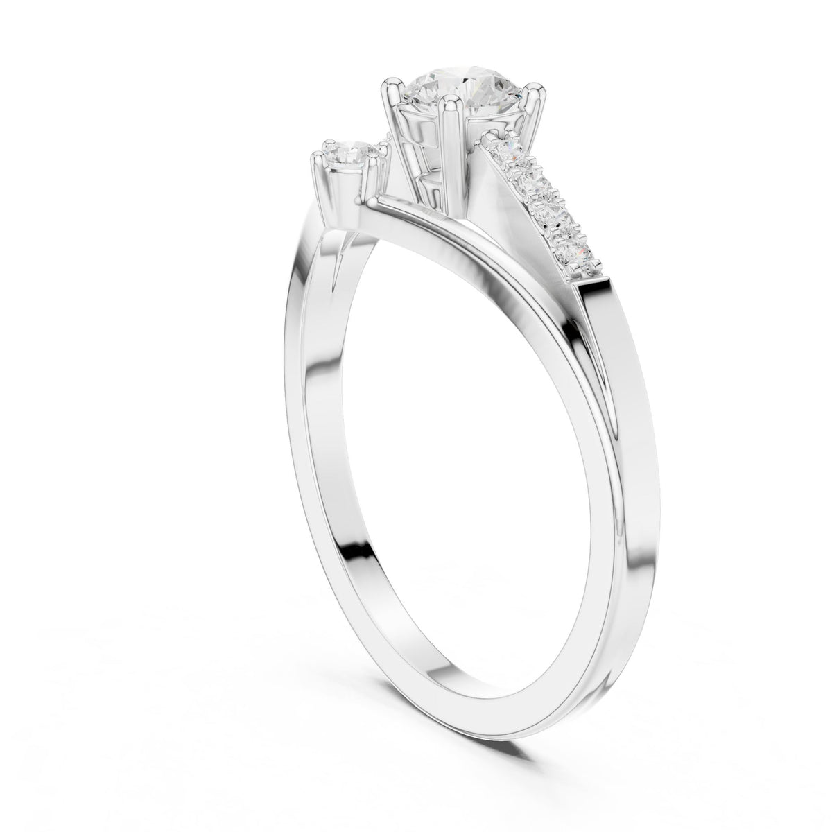 Round Accented Lab Grown Diamond Engagement Ring