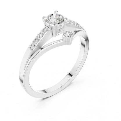 Round Accented Lab Grown Diamond Engagement Ring