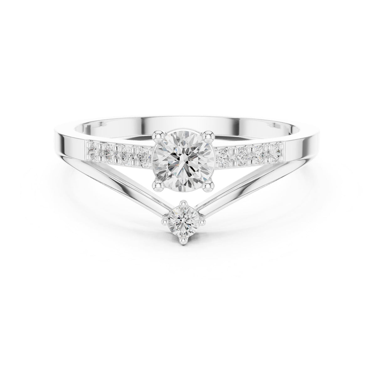 Round Accented Lab Grown Diamond Engagement Ring