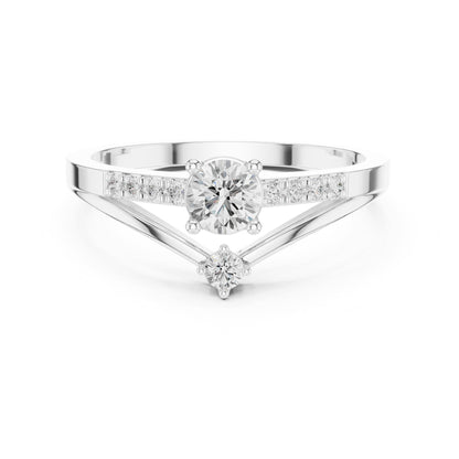 Round Accented Lab Grown Diamond Engagement Ring