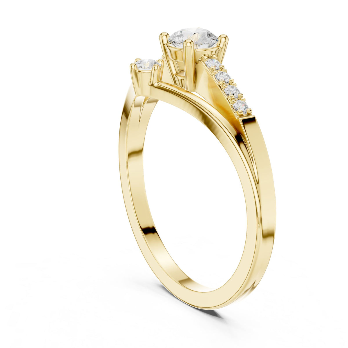 Round Accented Lab Grown Diamond Engagement Ring