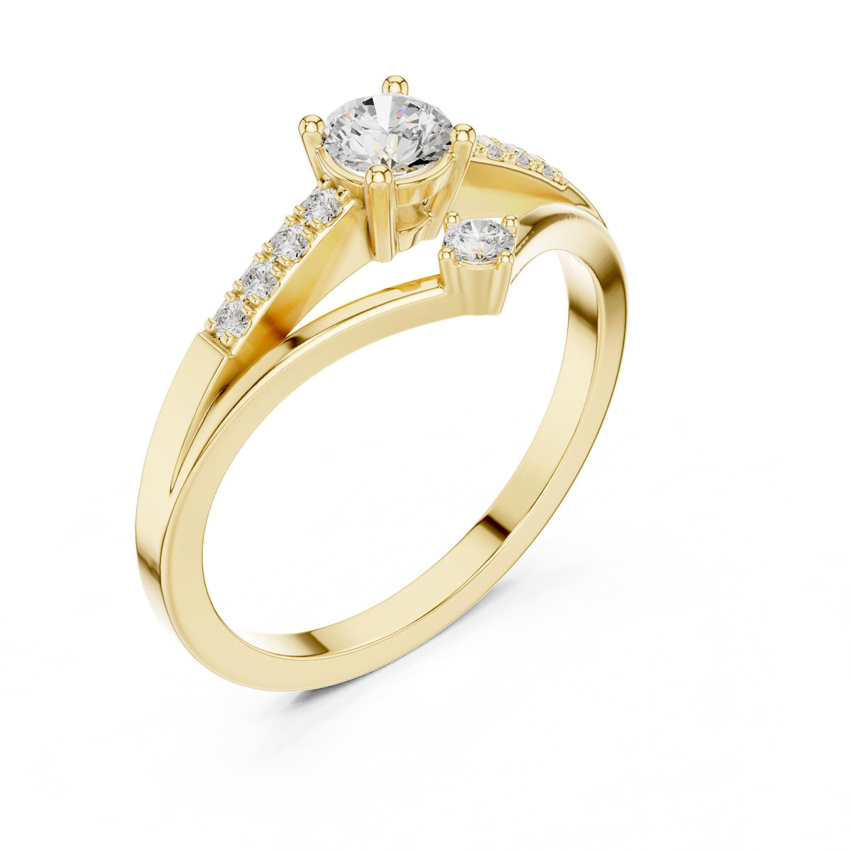 Round Accented Lab Grown Diamond Engagement Ring