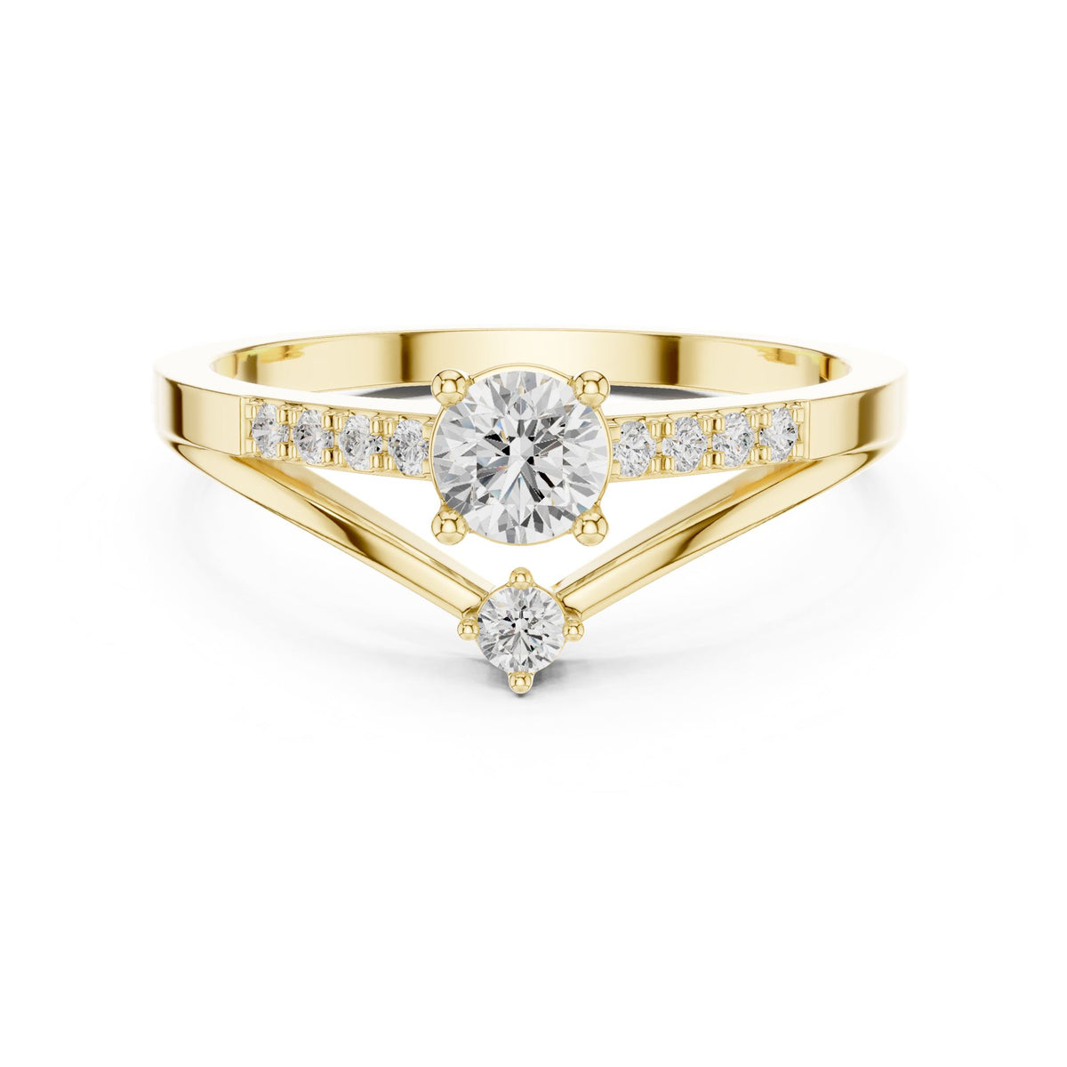 Round Accented Lab Grown Diamond Engagement Ring