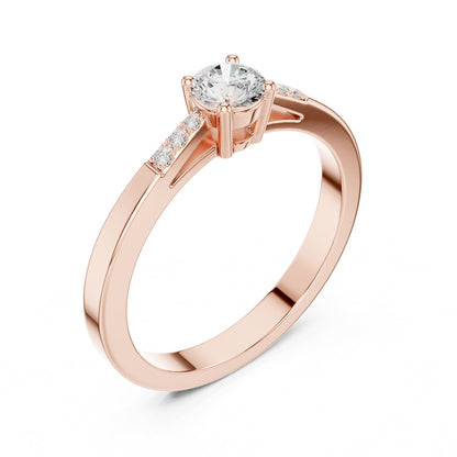 Round Accented Lab Grown Diamond Engagement Ring