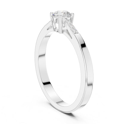 Round Accented Lab Grown Diamond Engagement Ring