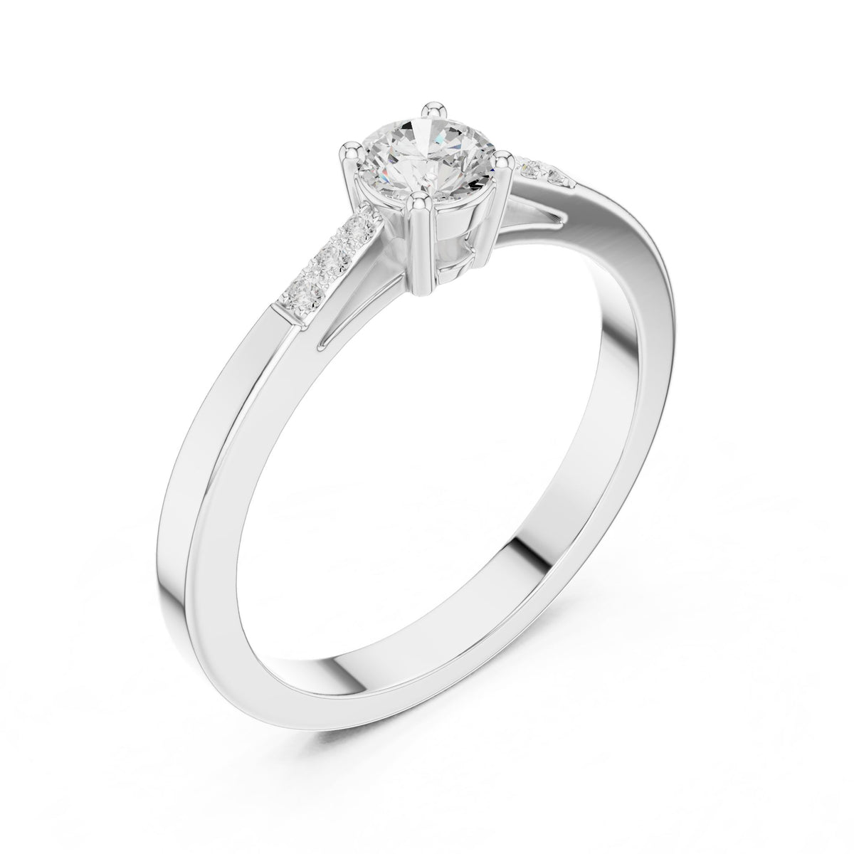 Round Accented Lab Grown Diamond Engagement Ring